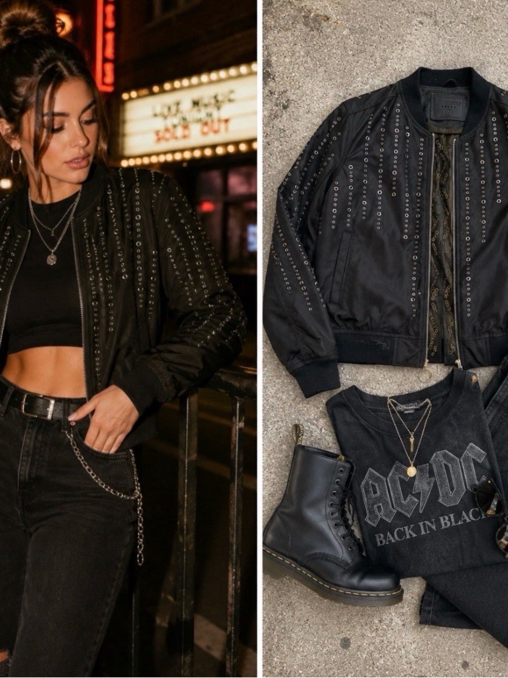 Blank NYC Black Studded Bomber Jacket